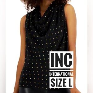 INC International Concepts Black Top with Gold Accents